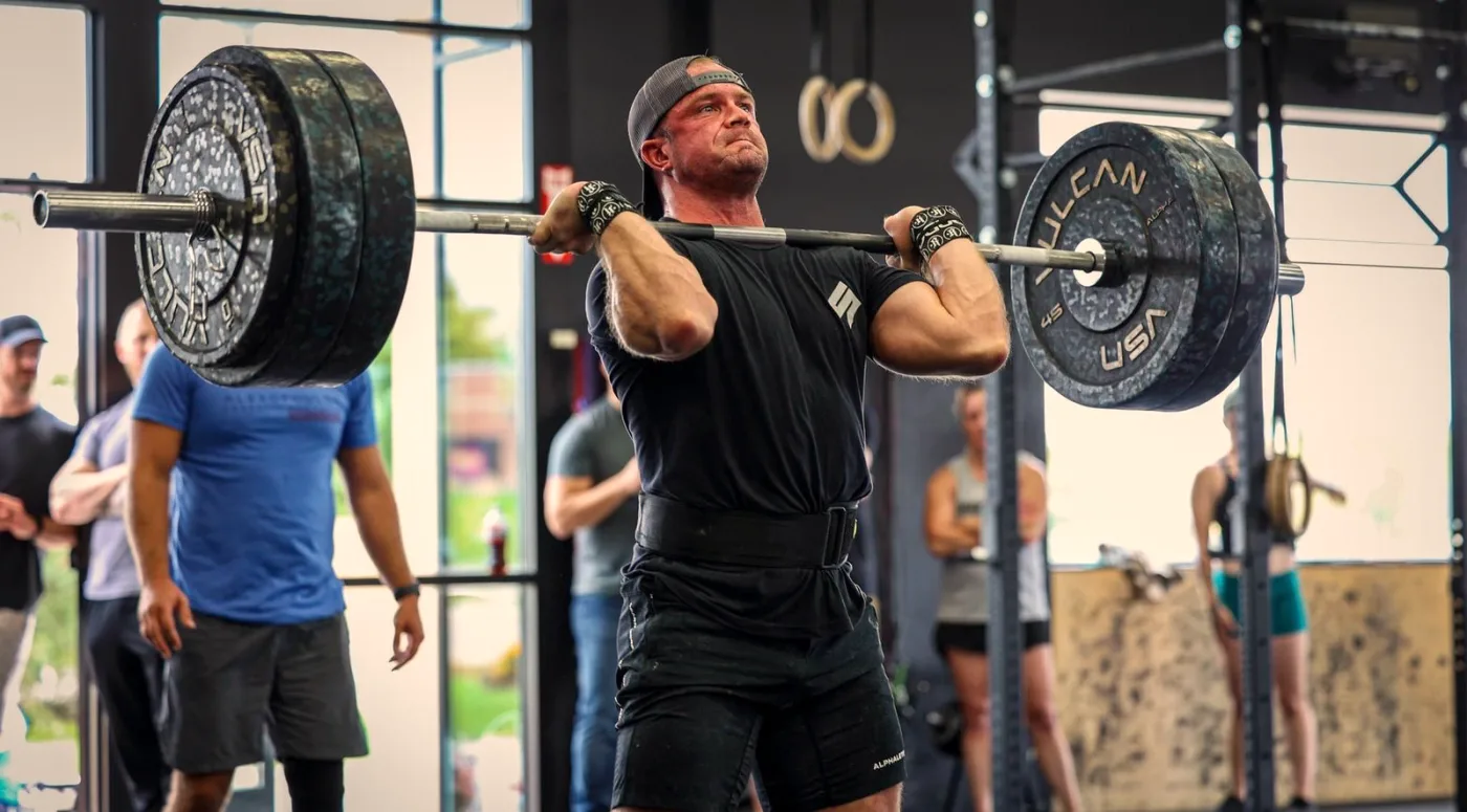 Nick Bock training with a barbell